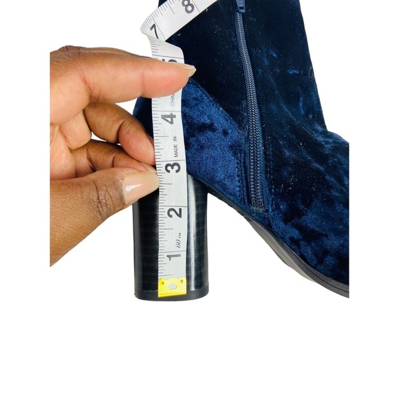 New Look Womens Velvet Blue Block Heel Ankle Suede Boots Size US  7.5 EU 38 - Picture 6 of 9